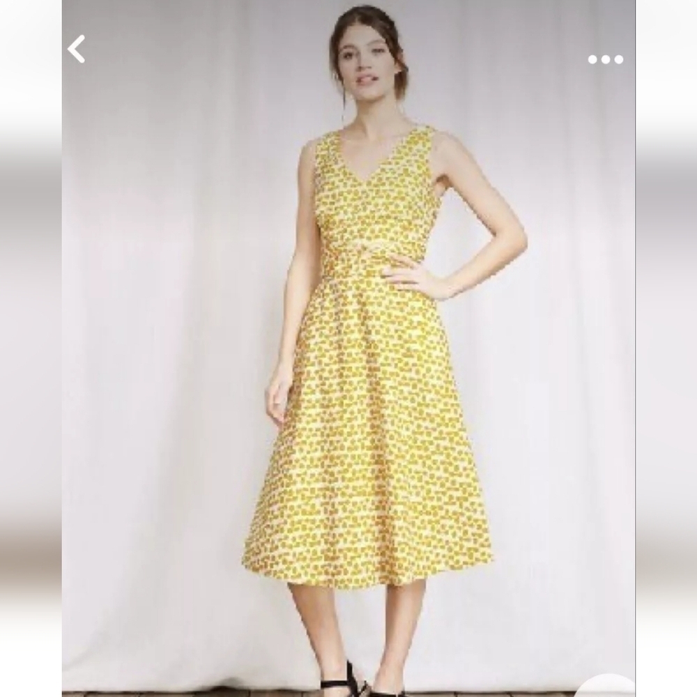 Boden Yellow Sleeveless Linen/Cotton Dress. Size 6